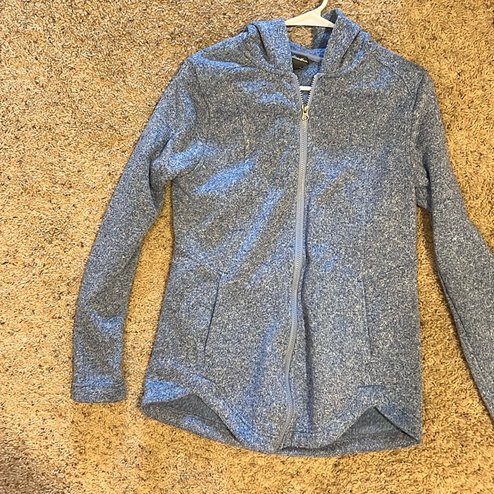 Eddie Bauer Women’s Medium Blue Zip-up Jacket with Hood and Pockets